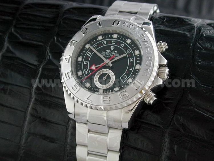 Copy Yacht-master II Stainless steel black dial men's watch